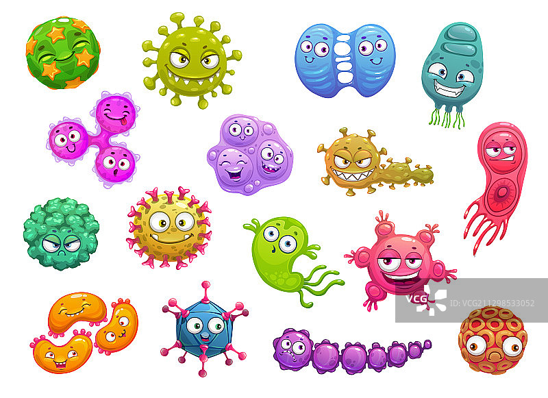 病毒细菌微生物卡通形象图片素材