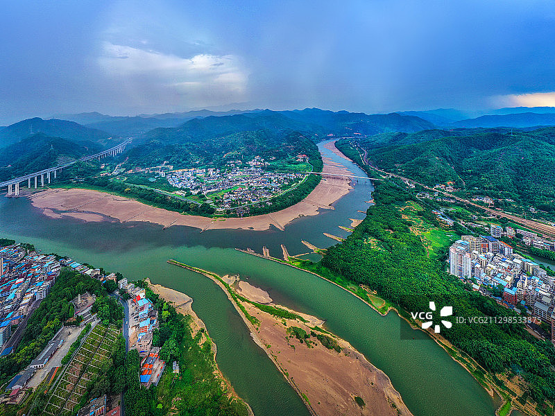 2020.8.26航拍梅州市大埔县三河坝～三江汇流图片素材