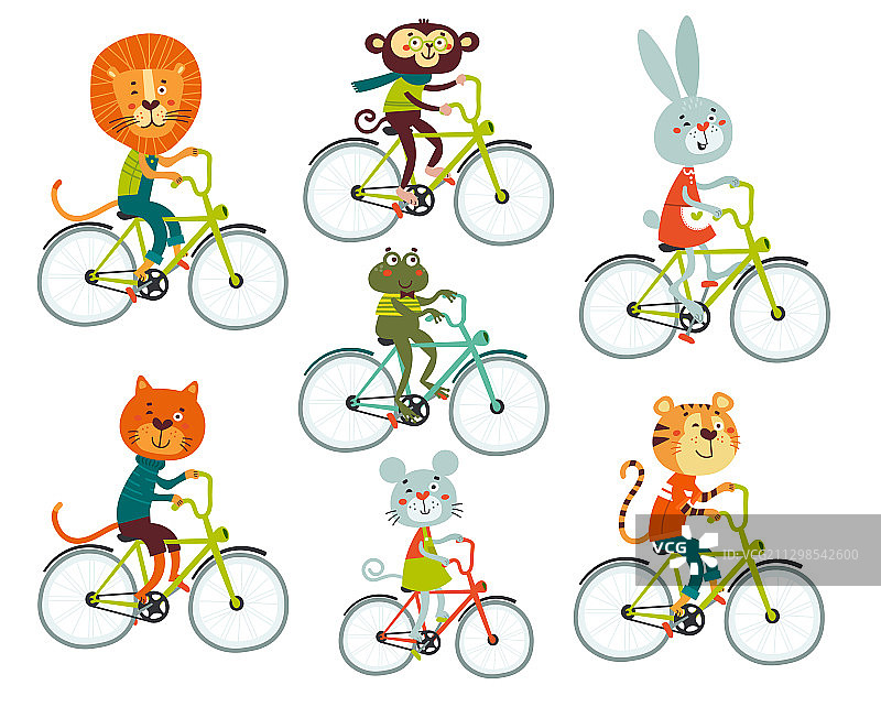 卡通动物形象：狮子、老虎、兔子、青蛙图片素材