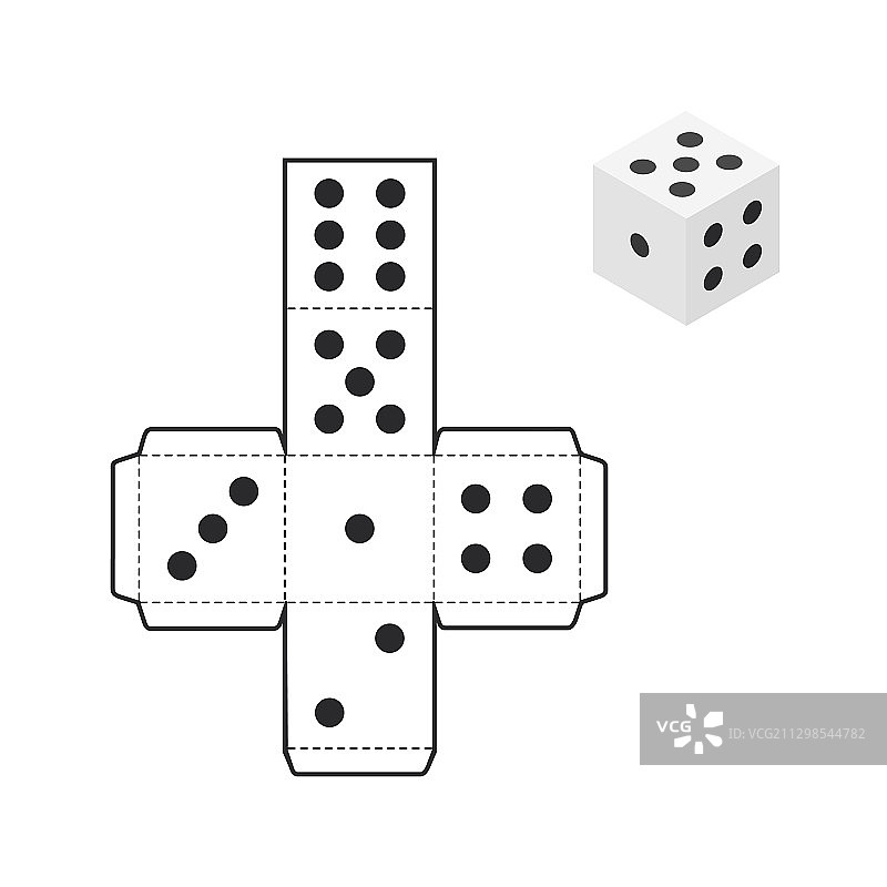 白色背景骰子模板打印件图片素材