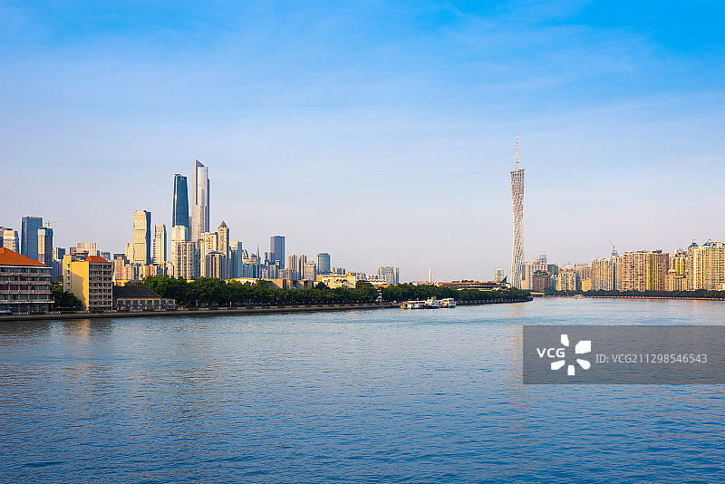 广州二沙岛和珠江两岸建筑群图片素材