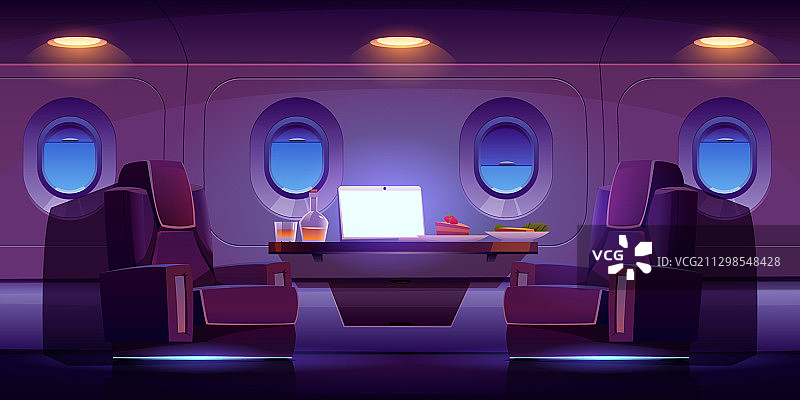 豪华私人飞机内部客舱图片素材