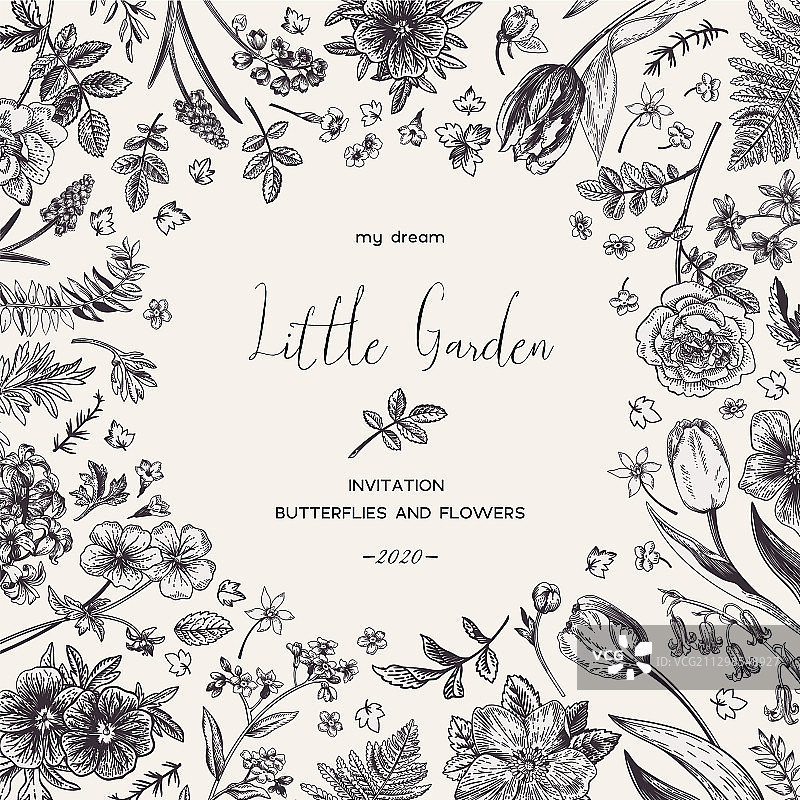 手绘花卉边框图片素材