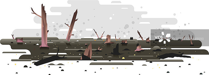 森林火灾后的焦土图片素材