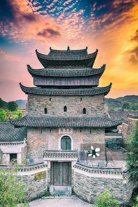 上甘棠文昌阁图片素材