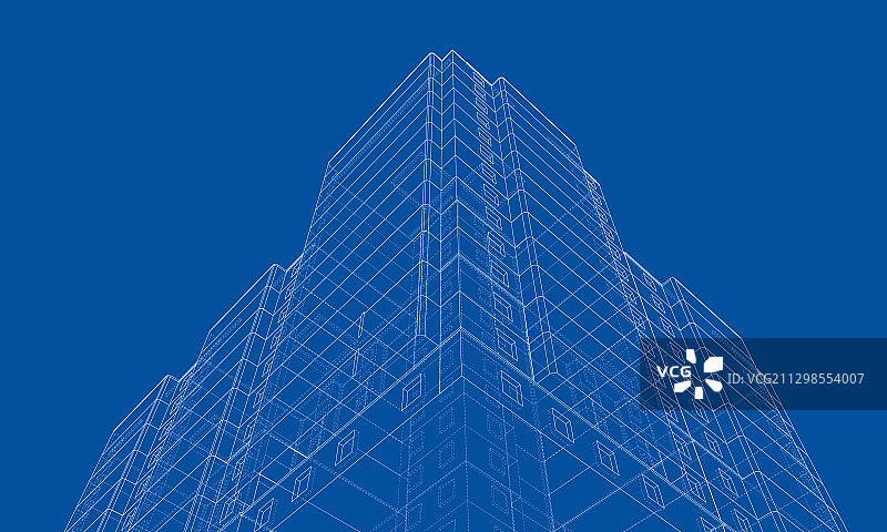 多层建筑的线框模型图片素材