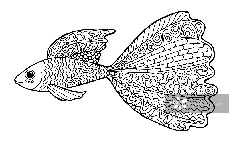 禅意涂色书：孔雀鱼图片素材