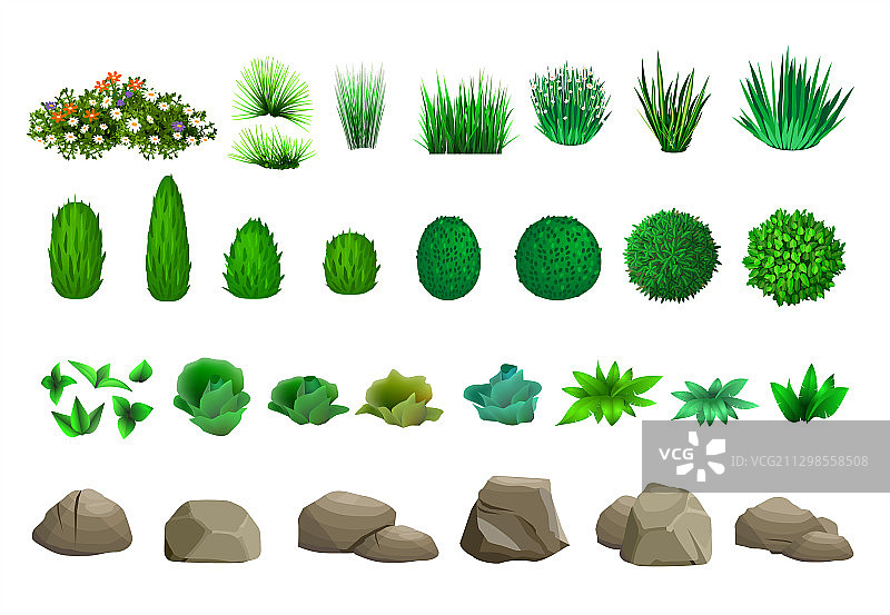 树木灌木石头素材图片素材