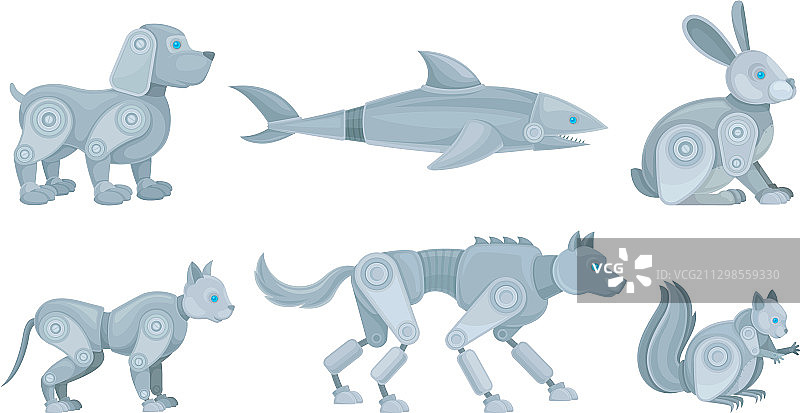 金属零件组装的机械动物图片素材