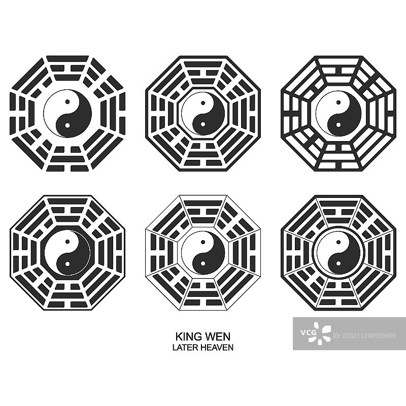 带有八卦的三元组的阴阳符号图片素材