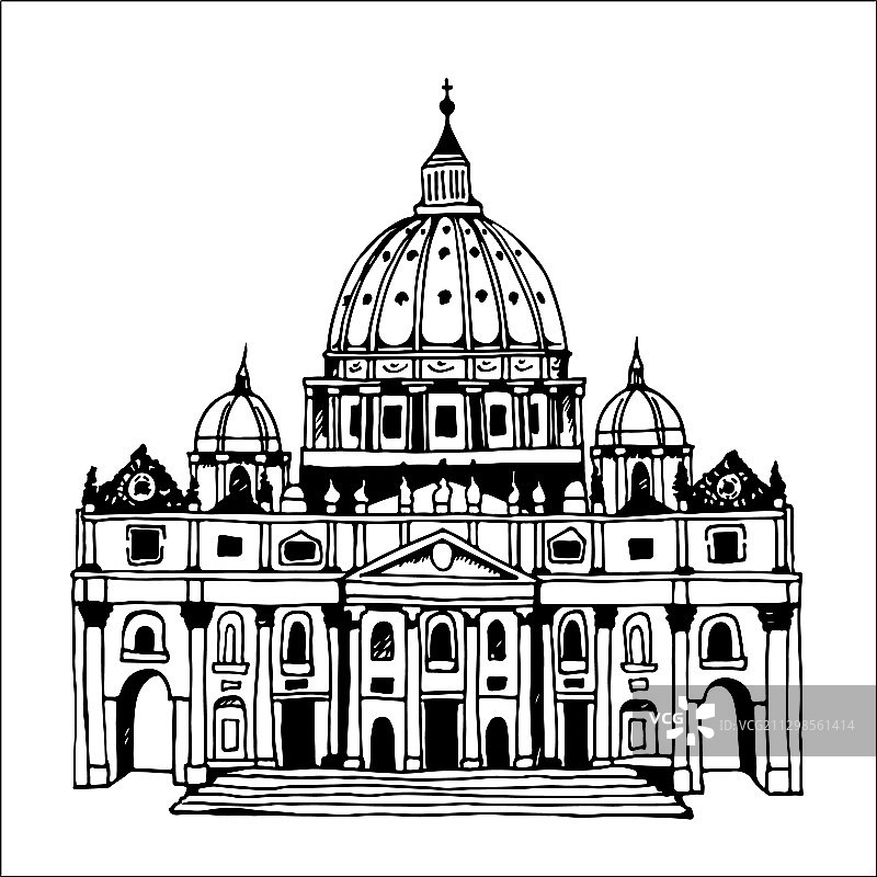 手绘意大利罗马圣彼得大教堂图片素材