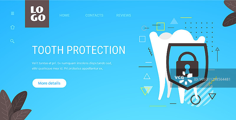 健康的牙齿和防龋齿保护盾图片素材