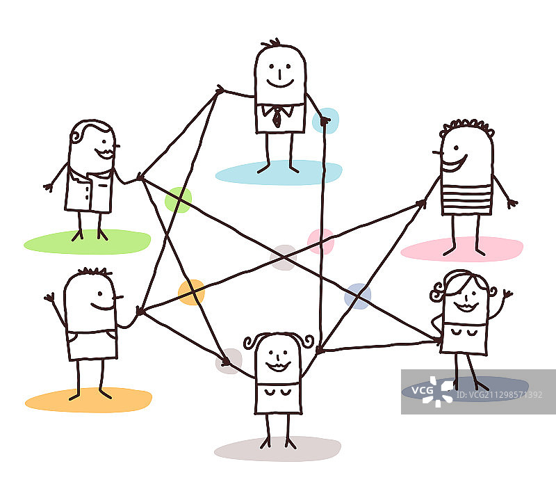线条连接的人群图片素材