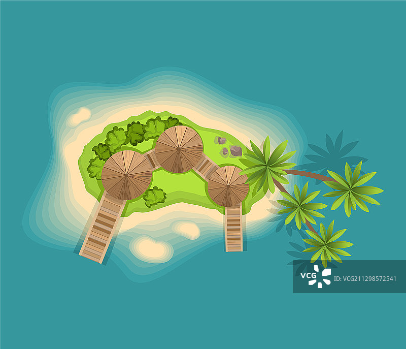 俯视：热带岛屿高空景观图片素材