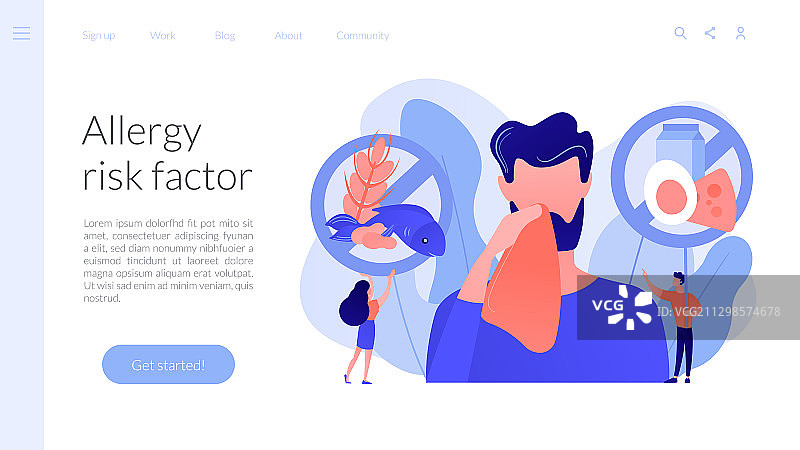 食物过敏概念着陆页图片素材