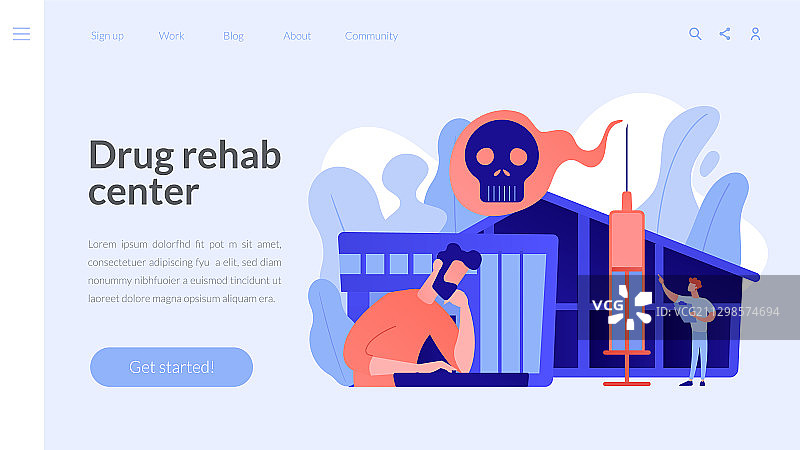 药物康复中心概念落地页图片素材