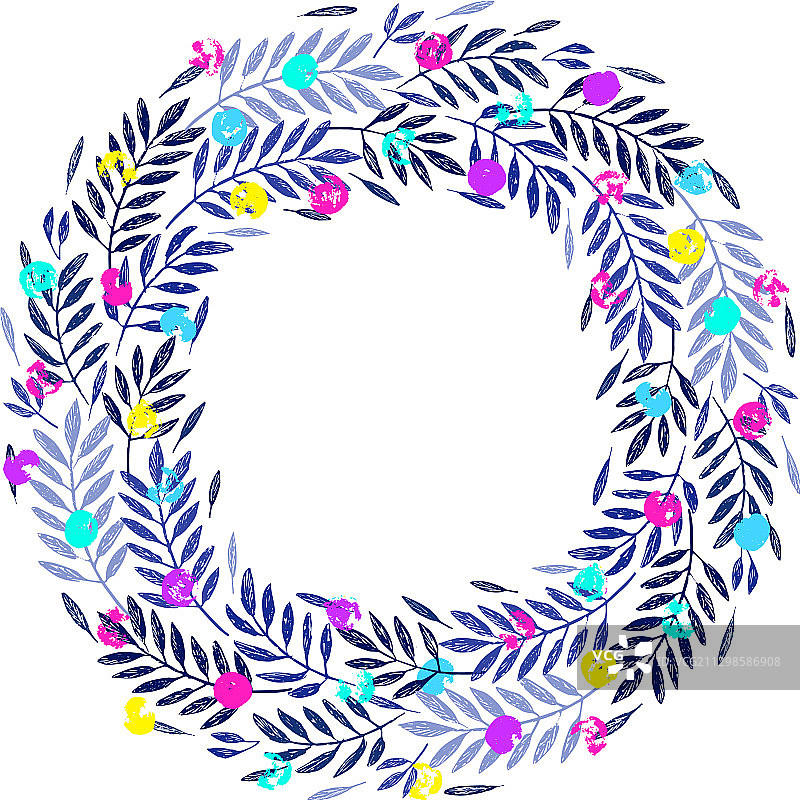 热带棕榈叶树叶花环圆形边框图片素材