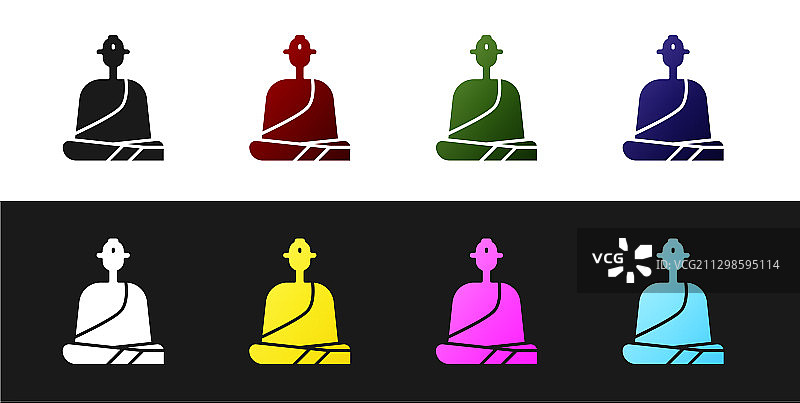 穿着长袍的佛教僧侣坐禅套装图片素材