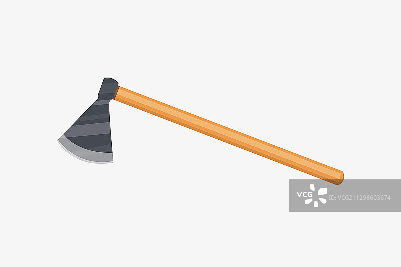 卡通扁平风格的斧头，在白色背景上隔离图片素材