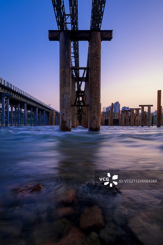 金华市婺城区武义江金婺大桥工地图片素材