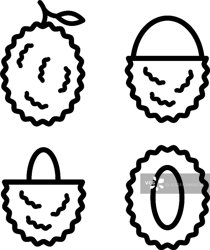 荔枝轮廓图标集图片素材