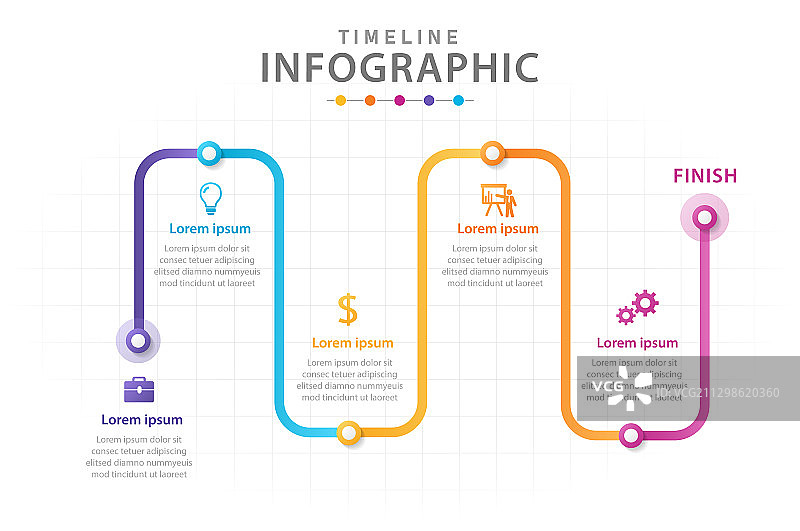 现代商务五步信息图模板图片素材