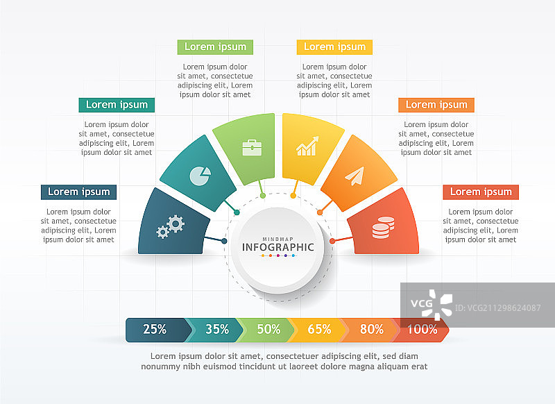 商务六步现代信息图表模板图片素材