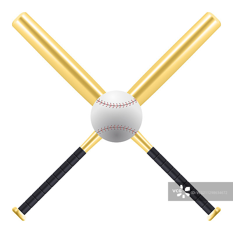 棒球和金色棒球棒图片素材