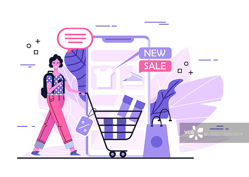 用智能手机在线购物概念图片素材