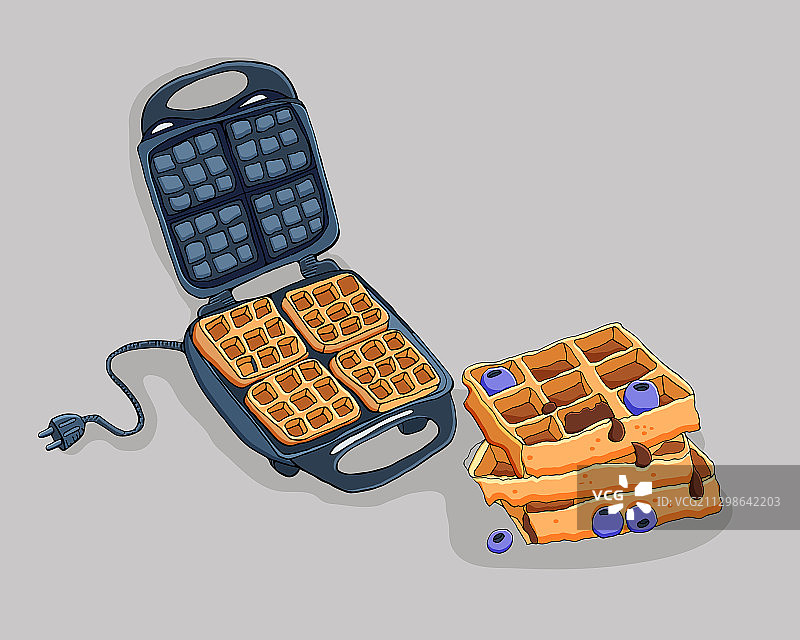 华夫饼烤盘和比利时脆华夫饼图片素材