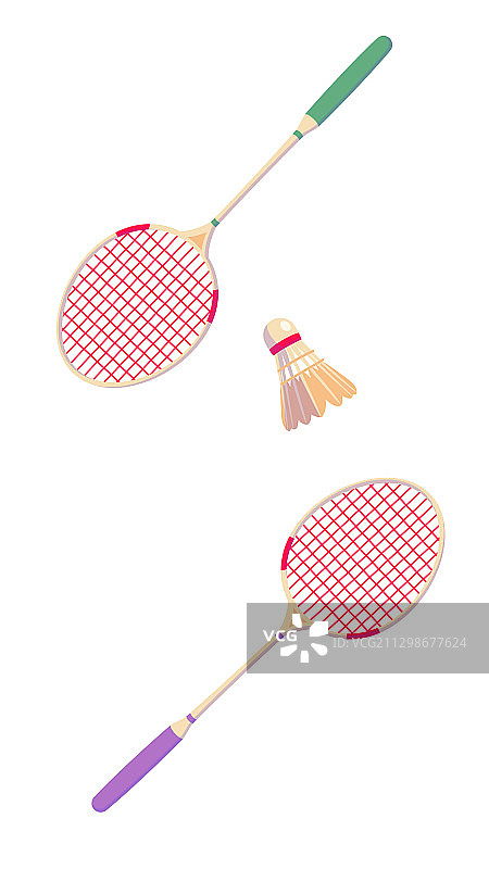 竖版羽毛球和球拍图片素材