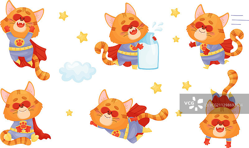 飞翔的红色斗篷面具超级英雄猫图片素材