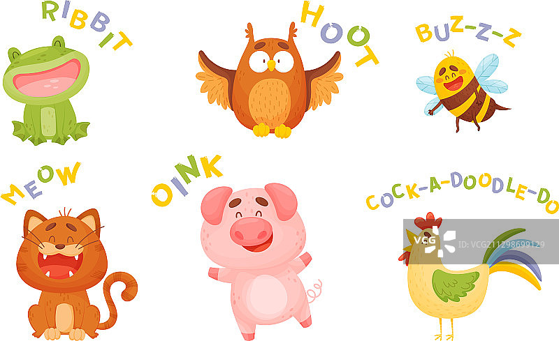 发出声音的可爱卡通动物图片素材