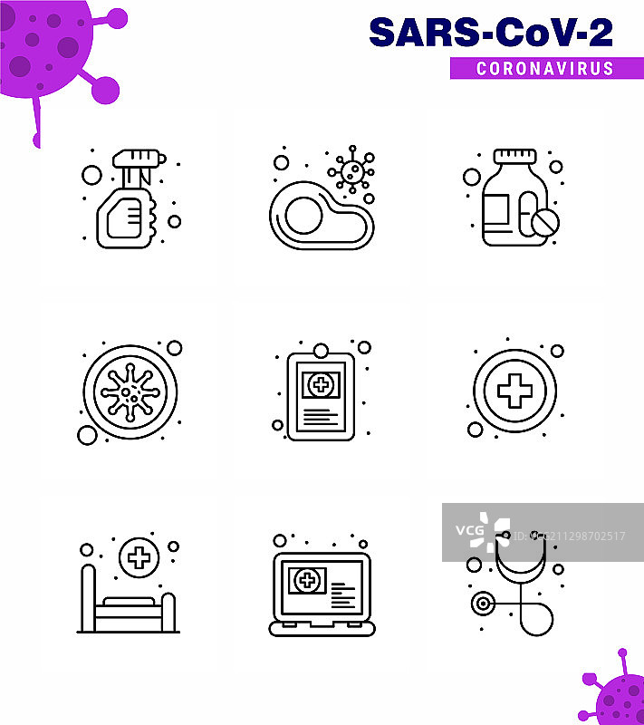 9线病毒冠状病毒图标包，如血液图片素材