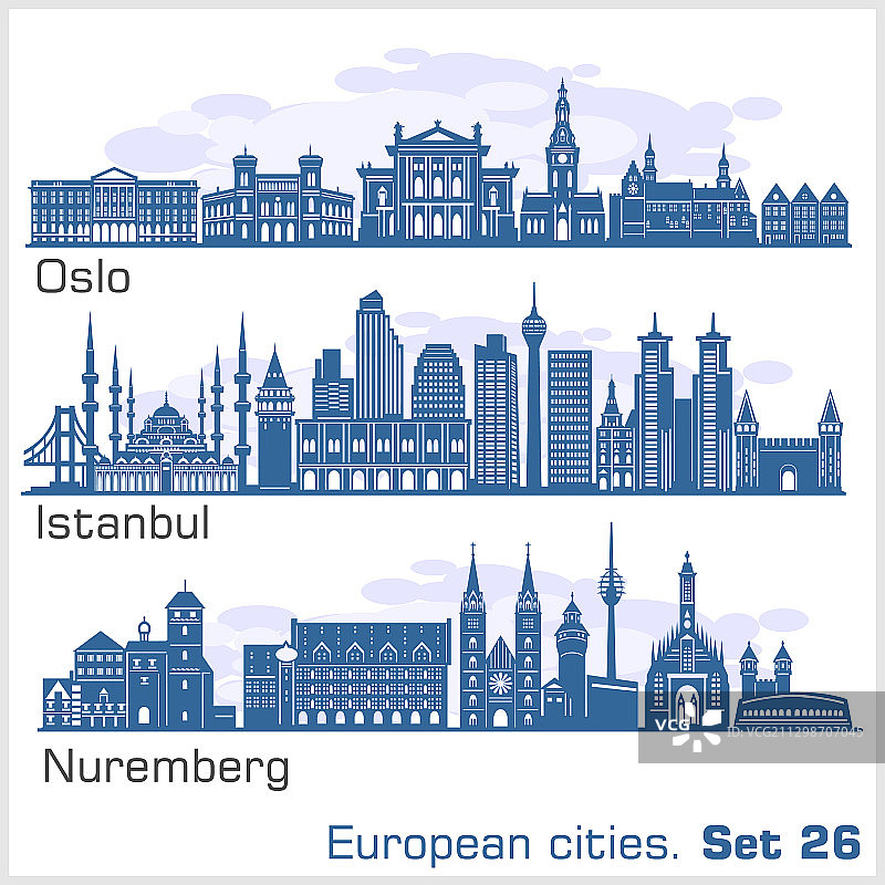 欧洲城市风光：奥斯陆、伊斯坦布尔、纽伦堡图片素材