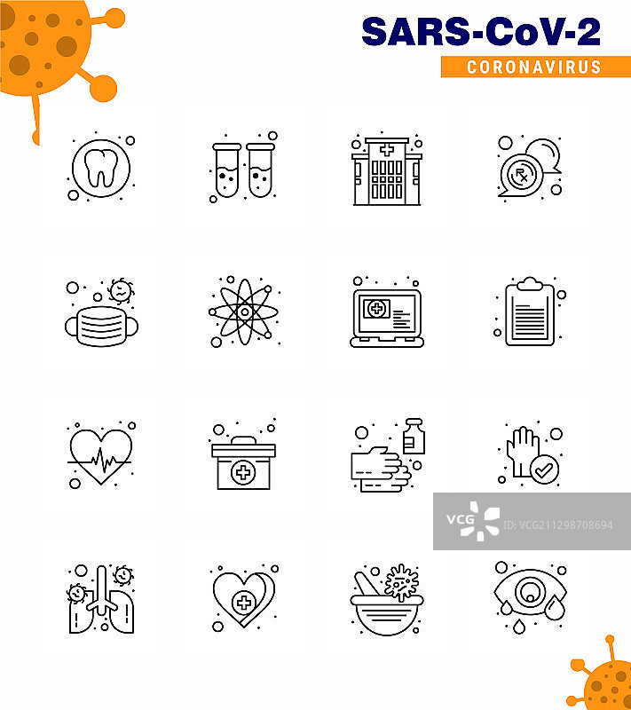 冠状病毒意识图标16线条图标图片素材