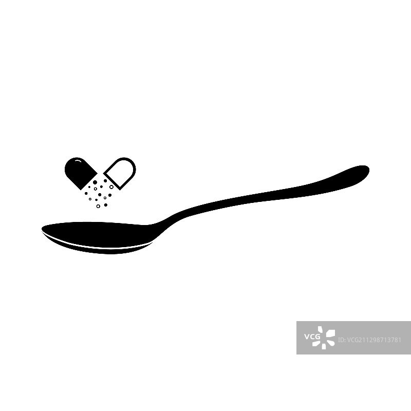 勺子上的药物图标，用于药物治疗图片素材
