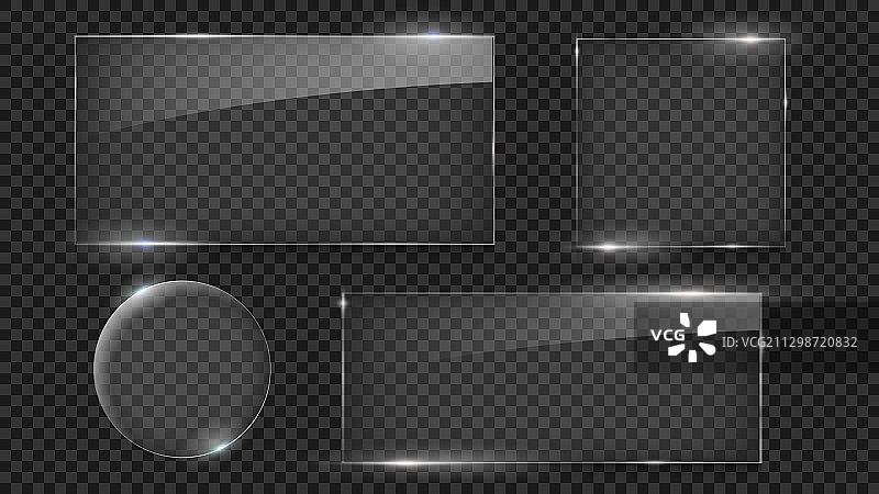 不同玻璃形状的玻璃板套装图片素材