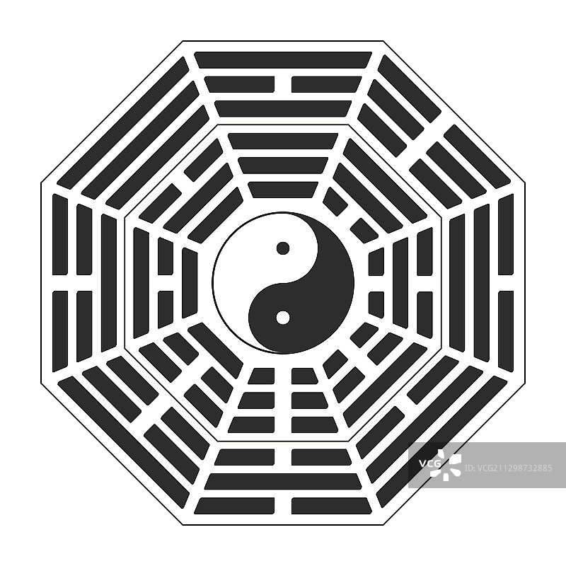 带有八卦的三元组的阴阳符号图片素材