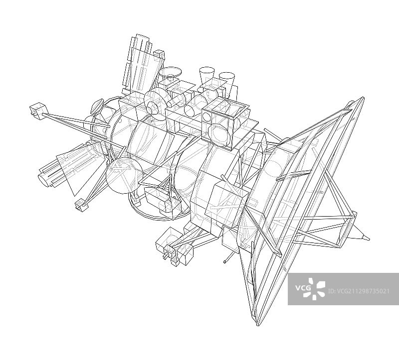 通信卫星概念轮廓图片素材