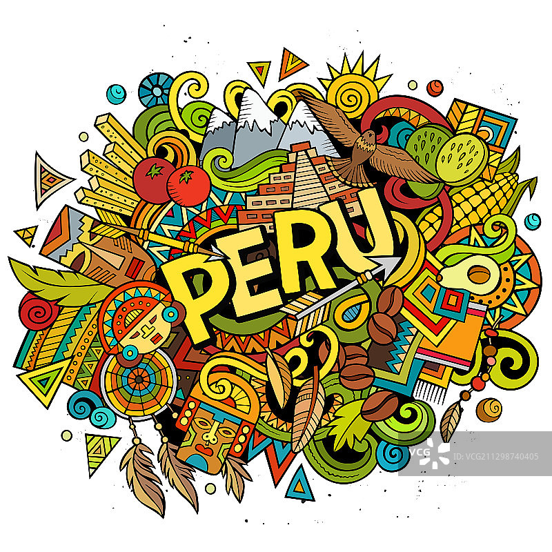 秘鲁手绘卡通涂鸦图片素材