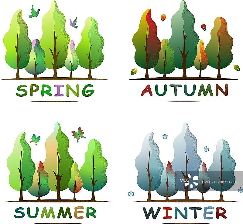 四季森林景观生态图片素材