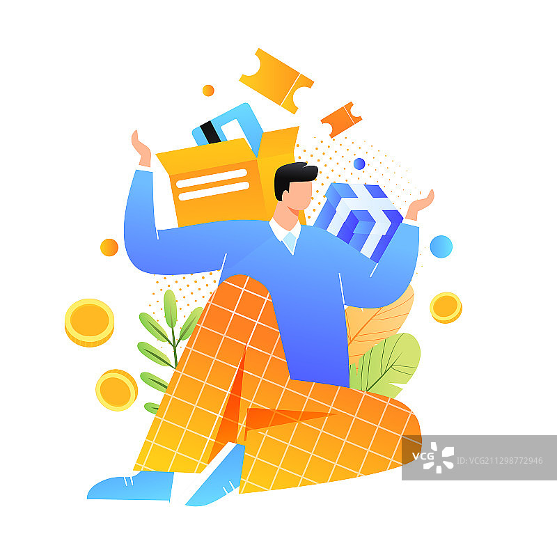 双十一双十二购物节促销电商招商网购互联网金融理财经济矢量插画图片素材