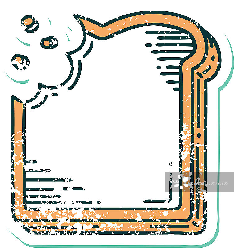 被咬过的复古贴纸纹身风格图标图片素材