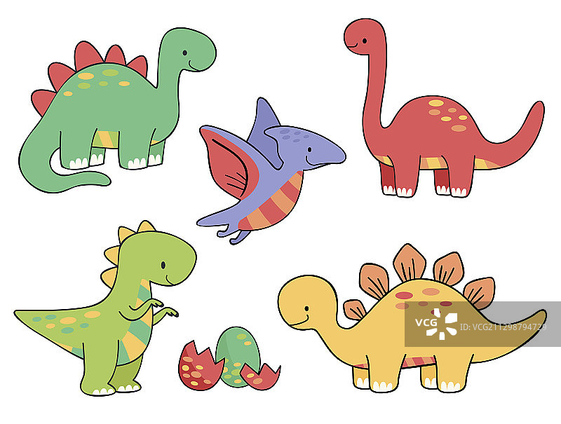 各式可爱恐龙套装图片素材