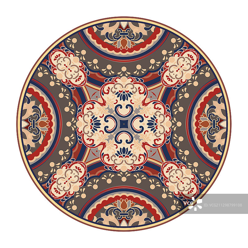 颜色复古的圆形装饰艺术花纹图案图片素材