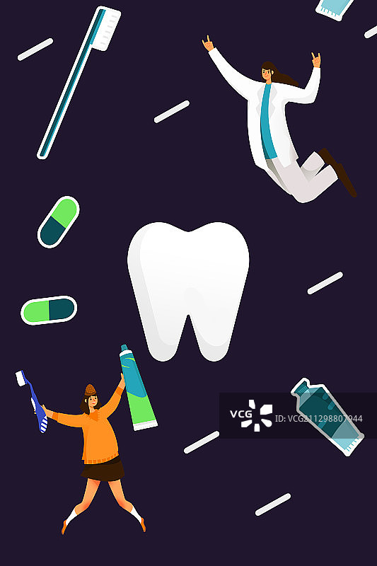 卡通手绘世界爱牙日闪屏插画图片素材