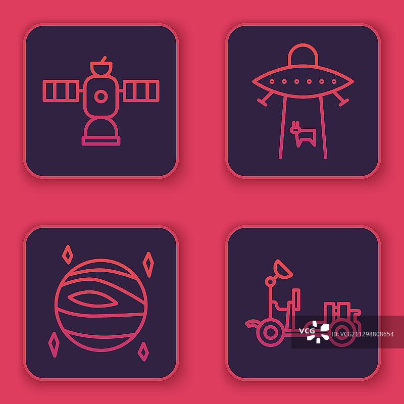 卫星、金星和火星行星线条设计图片素材