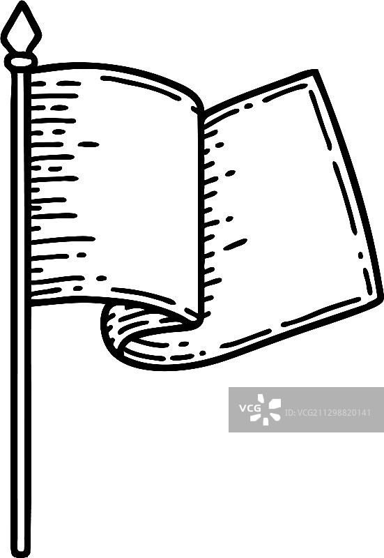 白旗黑色线条纹身图片素材