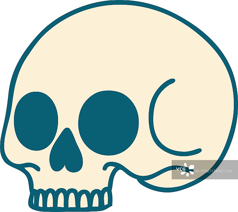 纹身风格图标：骷髅头图片素材
